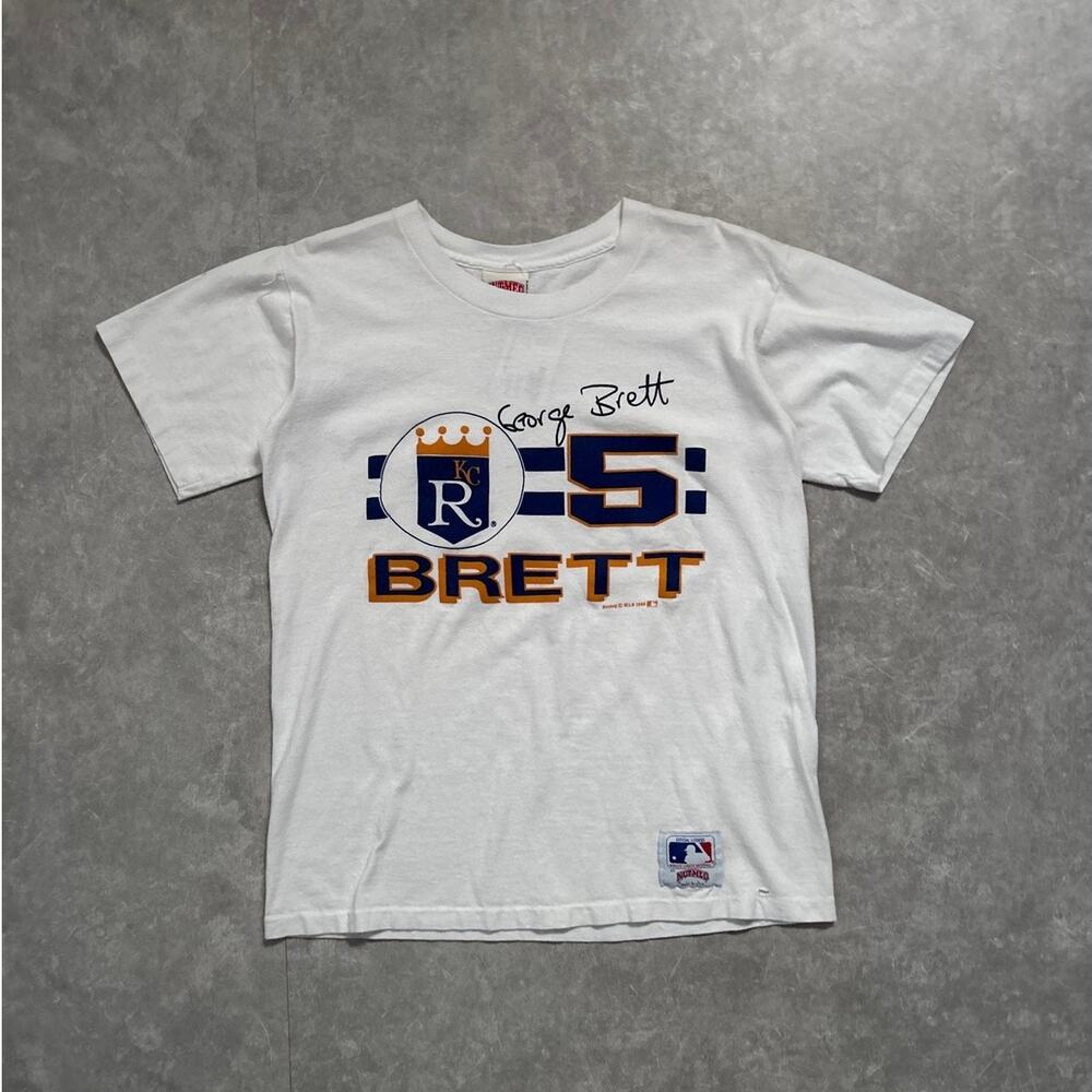 90s Vintage Kansas City Royals George Brett Nutmeg White T Shirt -M